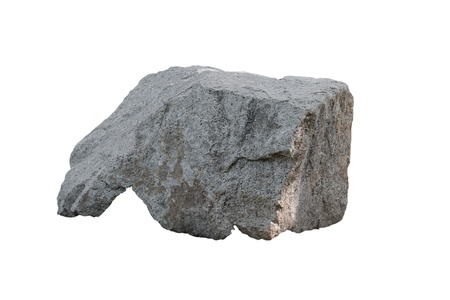 big granite stone, isolated on white backgroundの写真素材