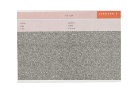 carbon salary slip on white background.の写真素材