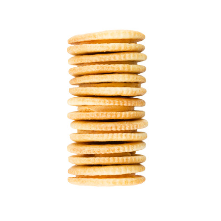 Cracker cream cheese isolated on white background.の写真素材