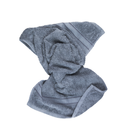 Blue body towel isolated on white background.の写真素材