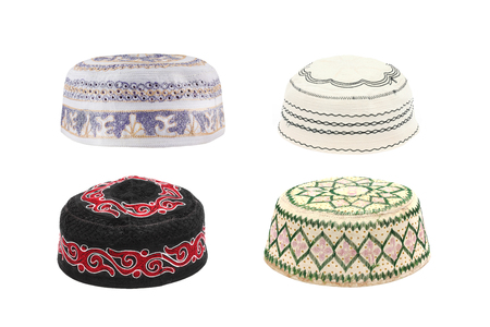 kopiah hat for muslims isolated on white backgroundの写真素材