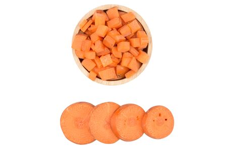 carrots slice isolated on white backgroundの写真素材