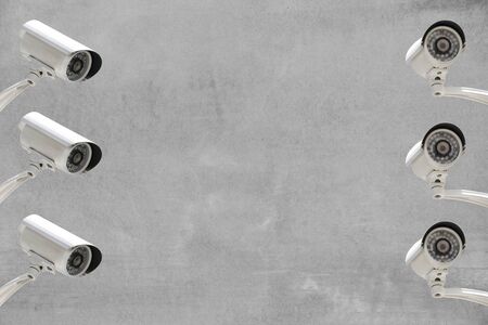 CCTV system security on the concrete wall.の写真素材