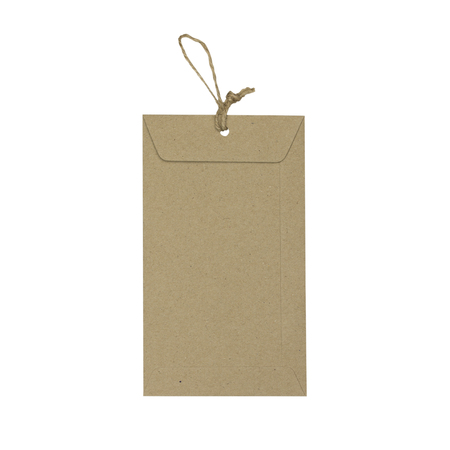 brown tag paper isolated on white backgroundの写真素材