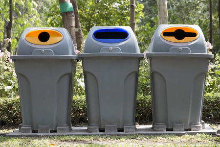 recycling bin in the parkの写真素材