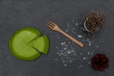 Matcha lava cake, Steamed custardの写真素材