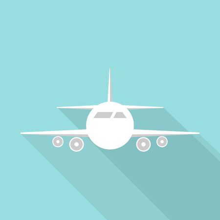Airplane icon long shadow design on green background. Vector illustration.のイラスト素材
