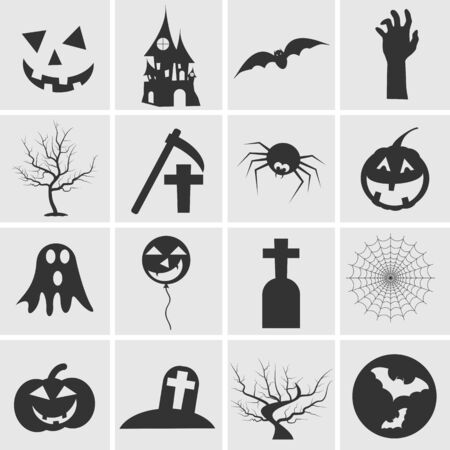 Happy Halloween collection, Halloween icon design background, Vector illustration.のイラスト素材