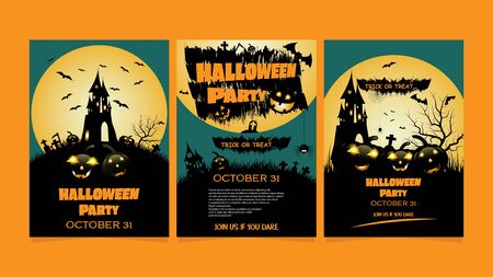 Halloween party invitation, Holiday calligraphy poster, greeting card, party invitation, Vector illustration.のイラスト素材