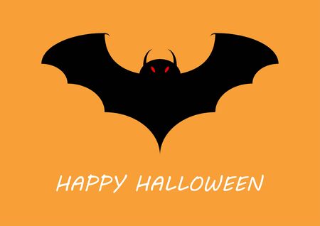 Happy Halloween text banner with bat, Holiday calligraphy poster, greeting card, party invitation, Vector illustration.のイラスト素材