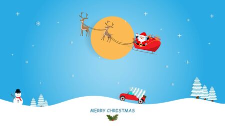 Christmas celebrations with santa and reindeer for Christmas decoration. Vector illustrationのイラスト素材
