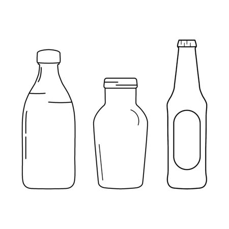 Bottle lines icons on white background - vector illustration.のイラスト素材