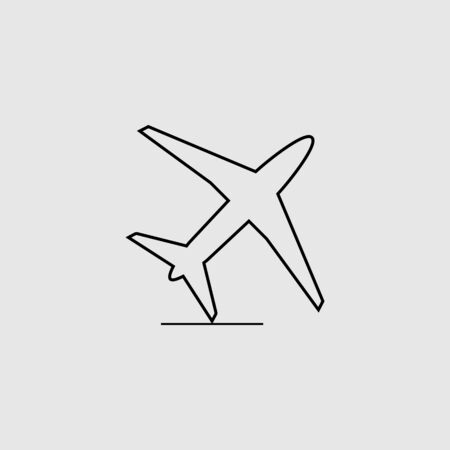 Airplane line icon design on gray background. Vector illustration.のイラスト素材