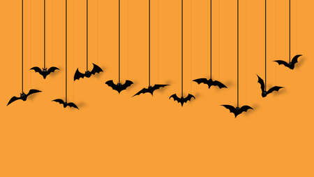 Bat decoration for halloween party isolated on orange background. vector illustration.のイラスト素材