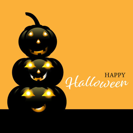 Halloween decoration for celebration on orange background. Holiday party invitation poster, greeting card, party invitation, Vector illustration.のイラスト素材