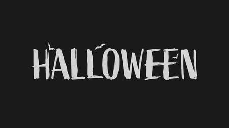 Happy Halloween text banner isolated on dark background, Holiday calligraphy poster, greeting card, party invitation, Vector illustration.のイラスト素材