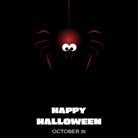 Happy Halloween text banner with web spider. Holiday calligraphy poster, greeting card, party invitation, Vector illustration.のイラスト素材