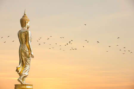 Buddha statue standing at Wat Phra That Khao Noi, Nan Province, Thailandの写真素材