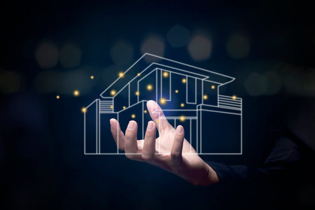 Hand holding sketch of home. For the business concept.の写真素材