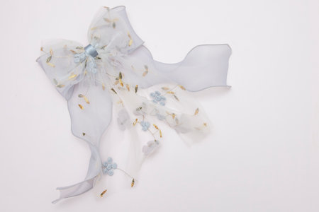 Beautiful hair bow for girls. Fashion accessory for girls hair on white background.の写真素材