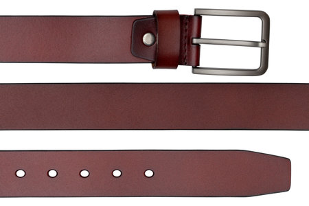 leather belt isolated on white backgroundの写真素材