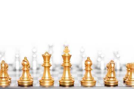 Set of chess pieces, chessboard game isolated on white background.の写真素材