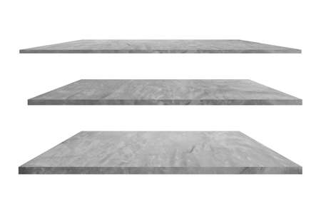 Set of concrete empty shelf isolated on white background.の写真素材
