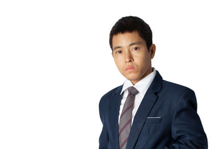 Portrait of asia businessman in suit isolated on white background with copy space.の写真素材