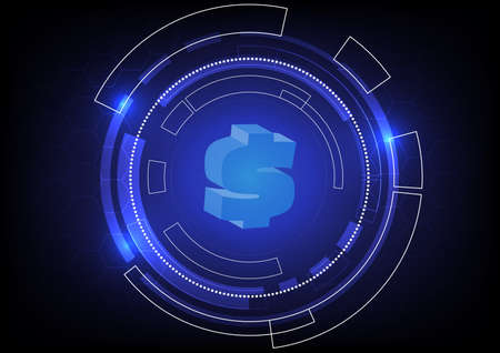 Abstract technology background us coin symbol with digital hi-tech technology design. vector illustration.のイラスト素材