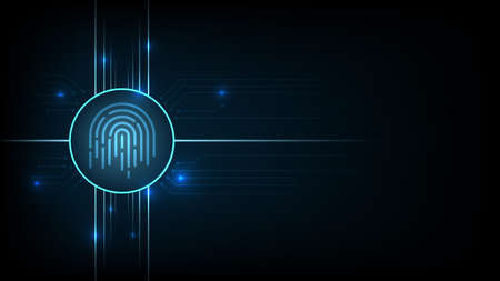 Biometrics hi-tech technology with fingerprint scanning background. Business Security Concept. vector illustration.のイラスト素材