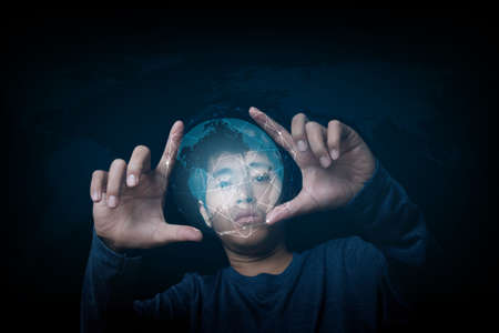 Businessman with global networking connection and communication network, Business network concept.の写真素材