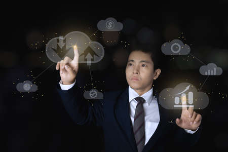 connection data information business intelligence with chart graph icon. Cloud computing and technology innovation conceptの写真素材