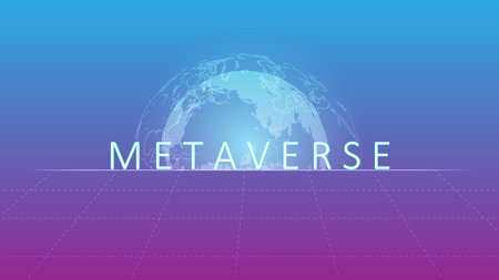 Metaverse digital world smart futuristic interface technology background, with global network and data accessing Cloud Computing. internet of things. Vector Illustration.のイラスト素材