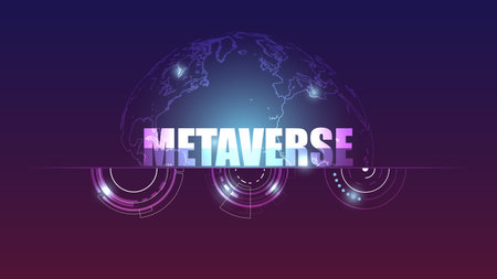 Metaverse digital world smart futuristic interface technology background, with global network and data accessing Cloud Computing. internet of things. Vector Illustration.のイラスト素材