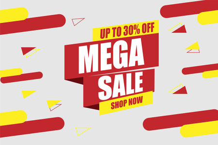 Mega sale discount banner template promotion, Sale banner template design background.のイラスト素材