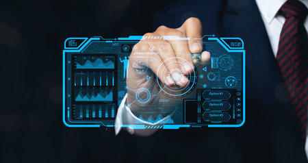 Businessman action Plan strategy with digital future technology Virtual Holographic interface....