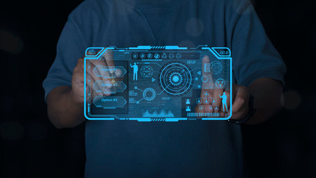 Businessman action Plan strategy concept on virtual screen. Business process objectives, innovation operations Management, Connections between business intelligence concept.の写真素材