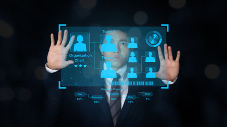 Businessman action Plan strategy concept on virtual screen. Business process objectives, innovation...