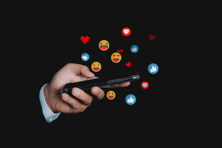 Social media and digital online on mobile phone. man using smartphone with social media to click...