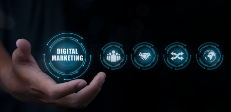 Digital Marketing Creative Process Business, operations management internet technology. Action Plan business strategy on virtual screen. Process objectives, innovation operations Management concept.の写真素材