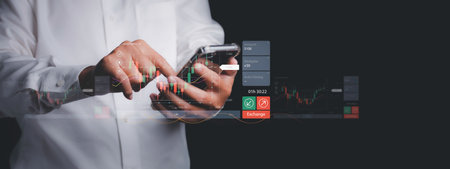 Stock Market Investments analysis and Digital Assets. Business finance technology and investment...