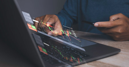 Stock Market Investments analysis and Digital Assets. Business finance technology and investment...
