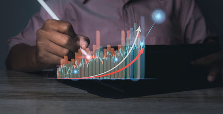 Stock Market Investments analysis and Digital Assets. Business finance technology and investment...
