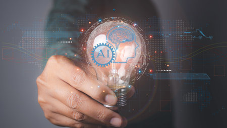 Digital management of Artificial Intelligence (AI) and shining of Idea, Brainstorm, Innovation and...