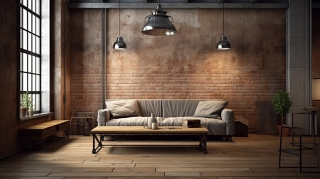 rustic living room interior design. generated aiの素材