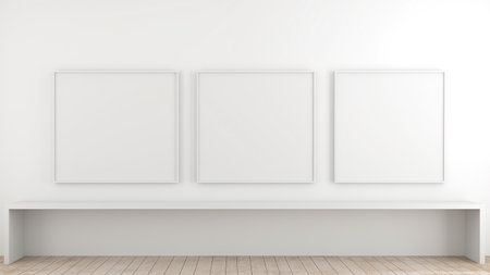 Blank horizontal poster frame mock up in living room interior, Modern living room interior background. Generated AIの素材