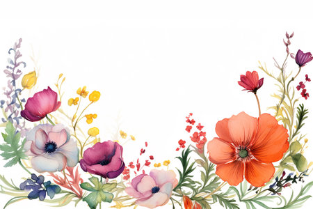 watercolor of flowers frame, copy space. generated  aiの素材