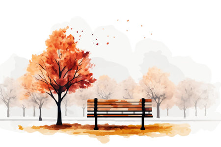 Bench in garden style dry painting.の素材