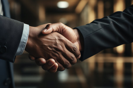 Businessman hand shake. Business communication concept. Handshake and marketing.の素材