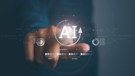 Digital transformation management of Artificial Intelligence (AI). Business, modern technology,...
